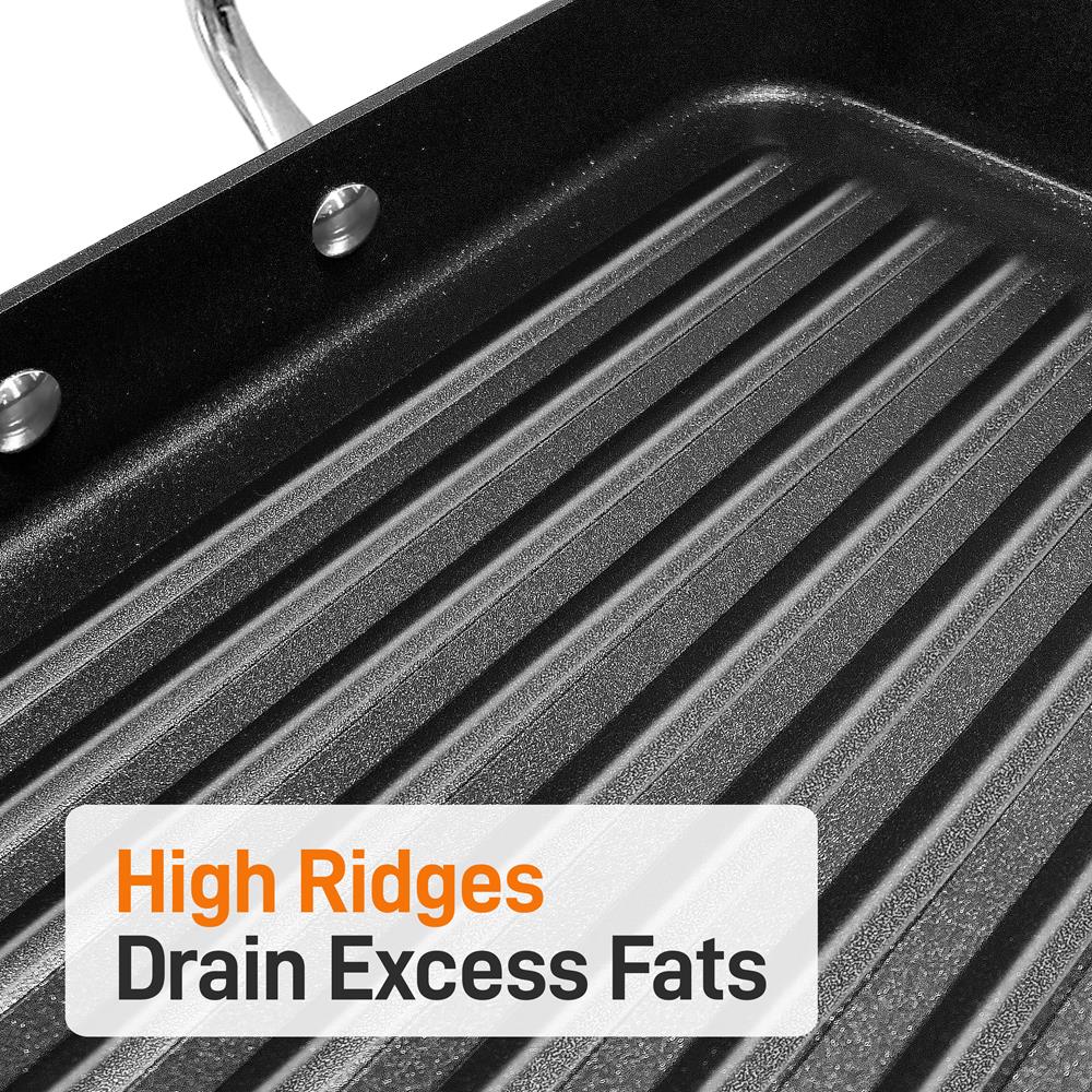 Premium Hard Anodized Nonstick Grill & Griddle Pan - Heavy Duty Aluminum Cookware for Indoor/Outdoor BBQ, Camping & Backyard Cooking