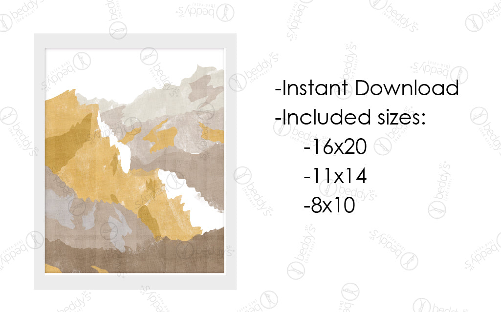 Golden Mountains Digital Art Print - High Resolution Wall Art Download for Home & Office Decor | Perfect for Living Room, Bedroom & Workspace
