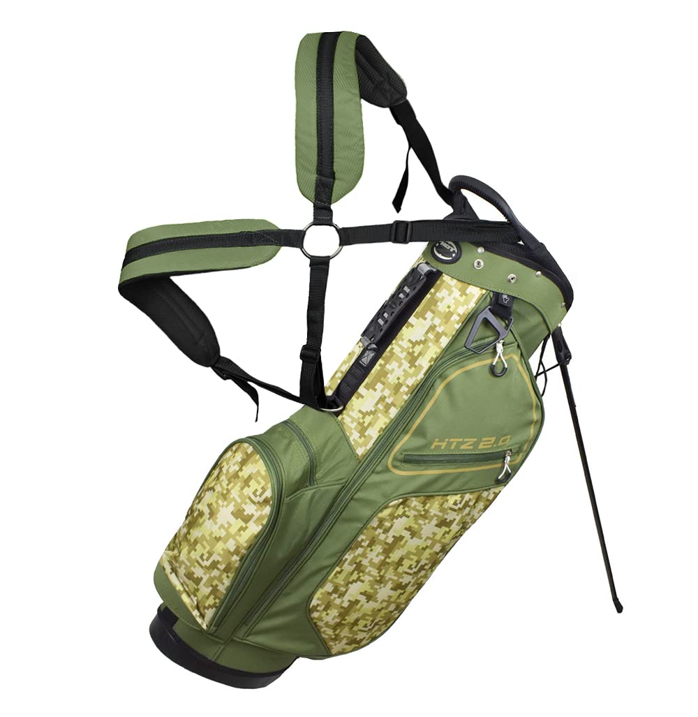 Hot-Z Golf 2.0 Deluxe Ultra Lite Stand Bag - Lightweight Golf Bag with 5-Way Divider, Dual Straps & Multiple Pockets (Black/Gray) - Perfect for Walking Golfers & Course Play