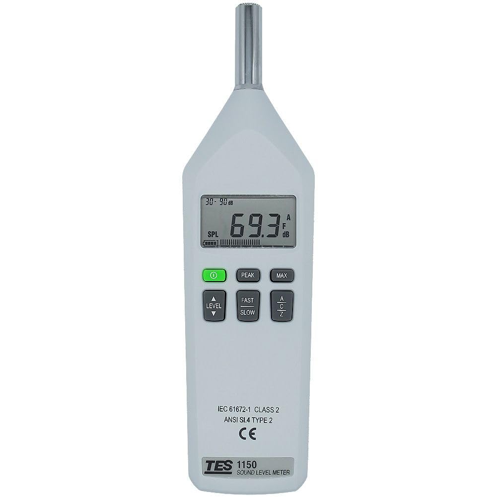 TES 1150 Digital Sound Level Meter - Professional Noise Decibel Tester with LCD Display for Home, Workplace, and Industrial Use - Perfect for Factories, Concerts, and Environmental Monitoring