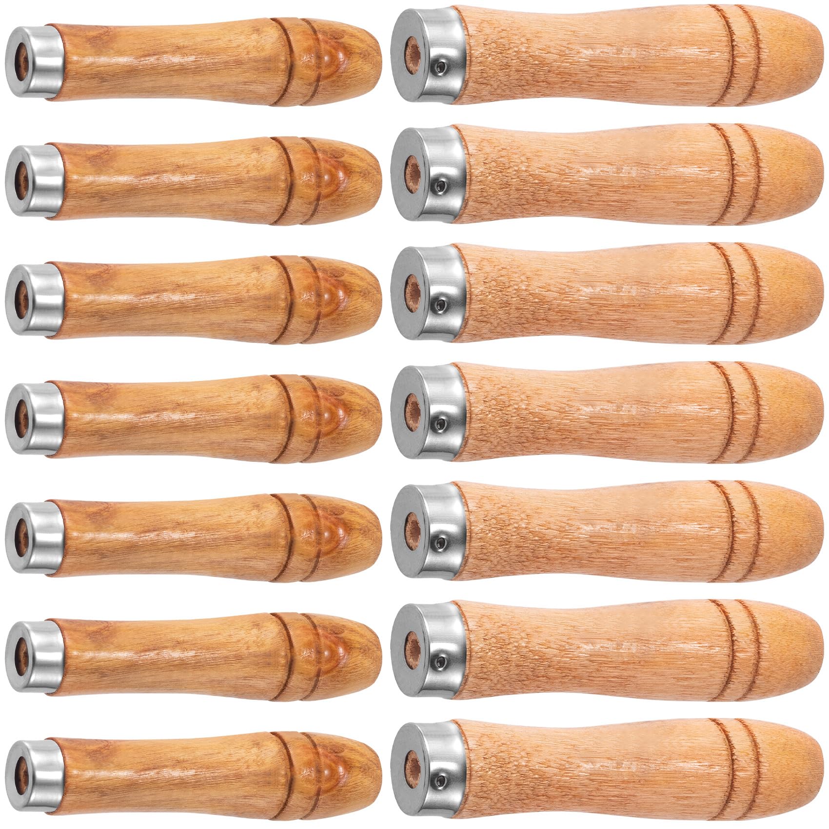 20pcs Wooden File Handles with Metal Collar - Medium (6