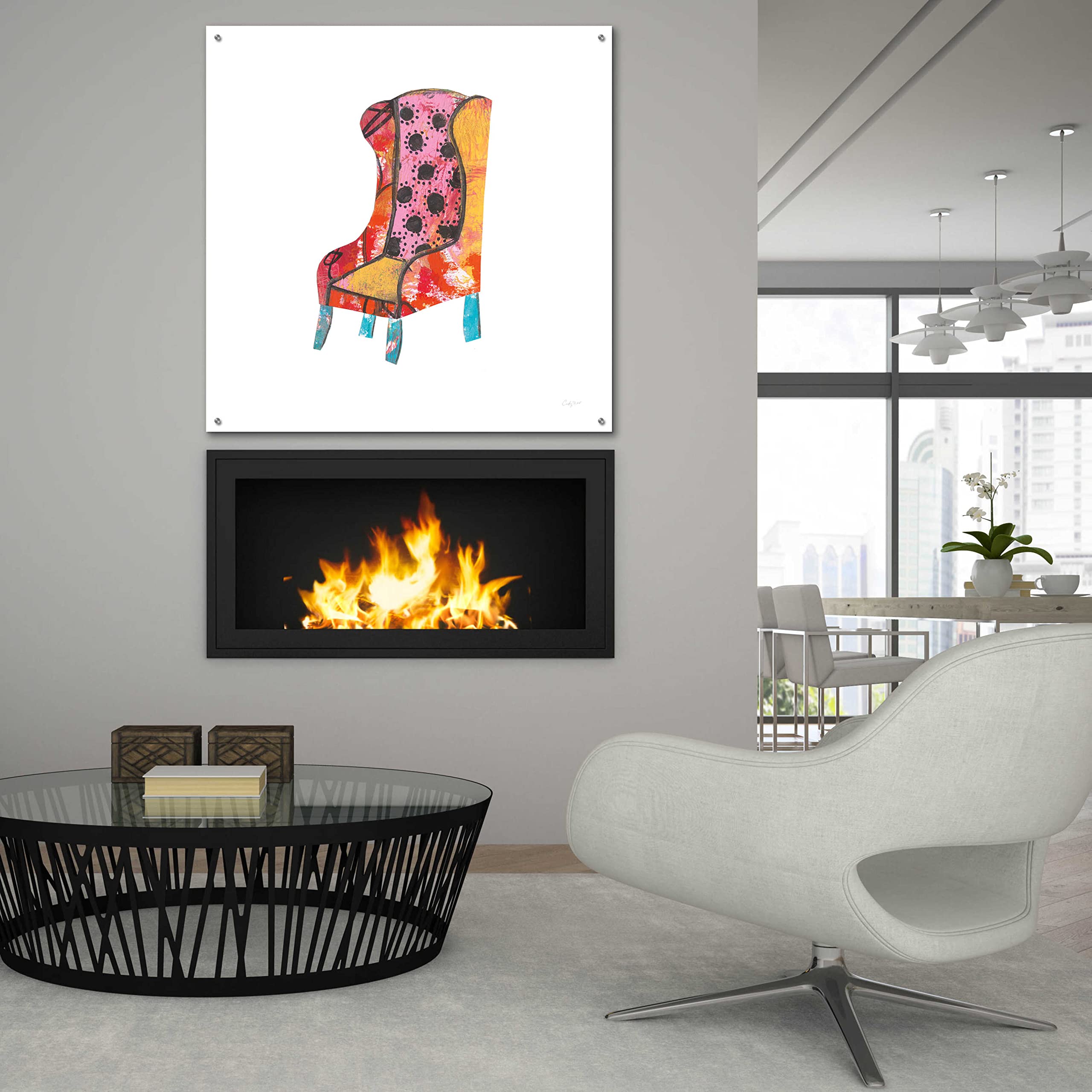 Courtney Prahl Mod Chairs IV Acrylic Glass Wall Art - 36x36 Inch Modern Abstract Painting for Living Room, Bedroom & Office Decor