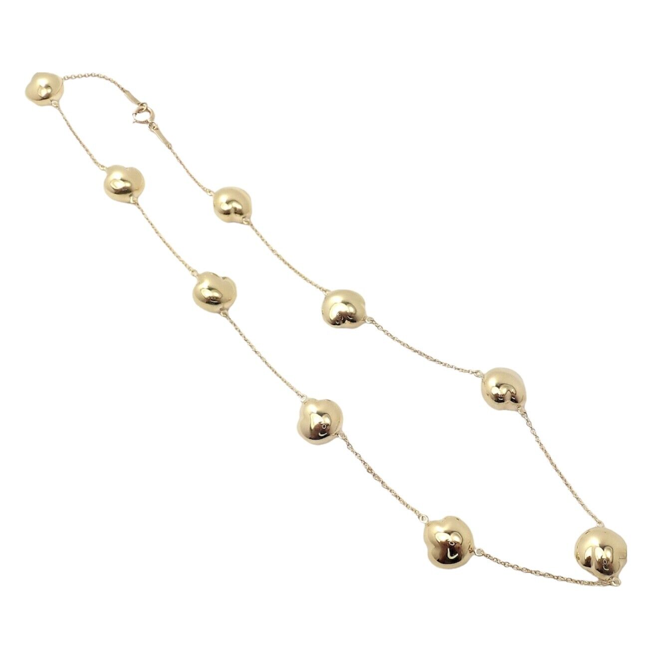 Authentic Tiffany & Co Peretti 18k Yellow Gold Vintage Bean Necklace - 14.5 Inch Elegant Jewelry for Women, Perfect Gift for Anniversary, Birthday & Special Occasions