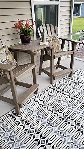 Mad Mats Geometric 5x8 Grey & White Reversible Outdoor Rug - Waterproof Plastic Patio Mat for Poolside, Deck, Porch, Camping & RV - Durable Floor Covering for Backyard, Mudroom & Outdoor Living Spaces