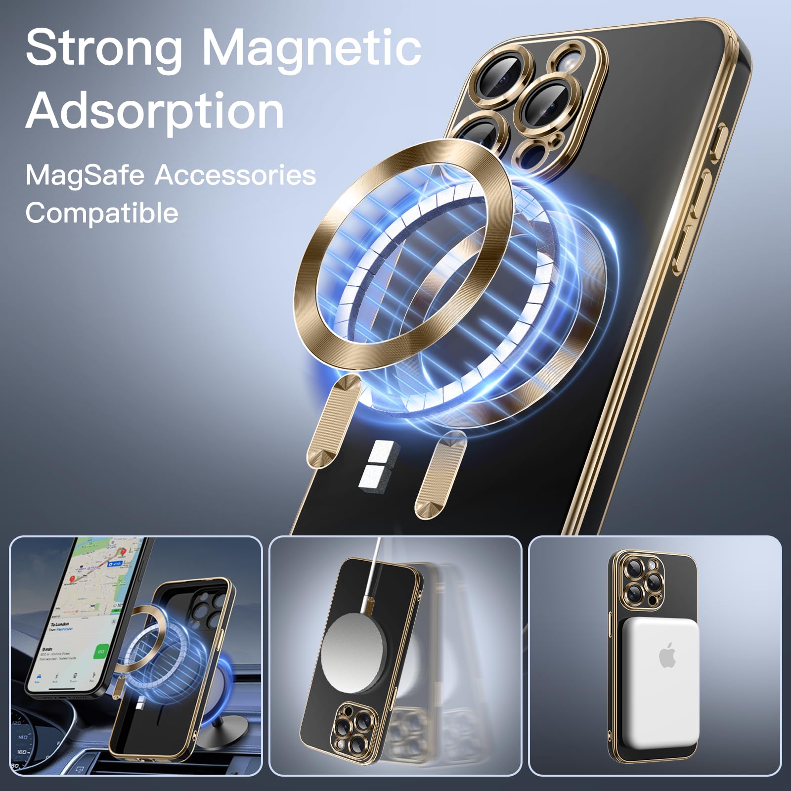 JETech iPhone 15 Pro 6.1-Inch Electroplated Case - MagSafe Compatible, Shockproof TPU Cover with Full Camera Protection in Black Titanium | Perfect for Everyday Use, Work & Travel Protection