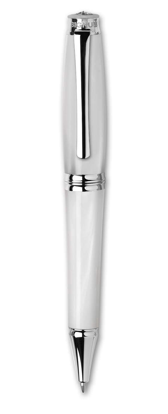 Signum - Nova Ballpoint Pen, White Pearl Finish, Handcrafted by Italian Artisans, High-Quality Brass Accents - Perfect for Business Gifts, Executive Writing & Luxury Collectibles