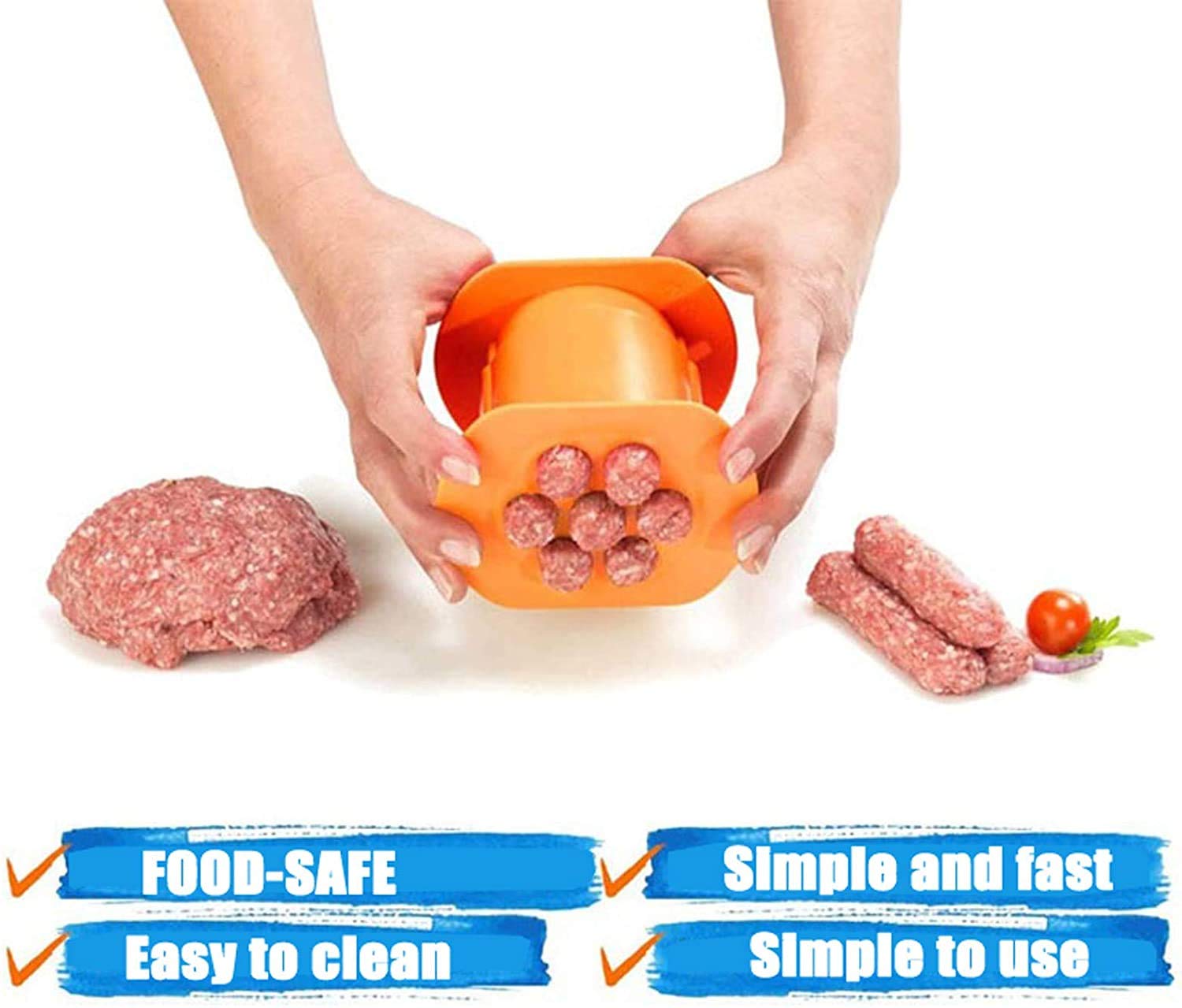 NIWWIN Manual Sausage Maker - Hot Dog & Cevapcici Maker with Non-Stick Surface for BBQ, Grilling & Party - Easy to Make Stuffed Sausages & Meat Strips (Orange) | Perfect for Backyard Cookouts, Camping & Family Gatherings