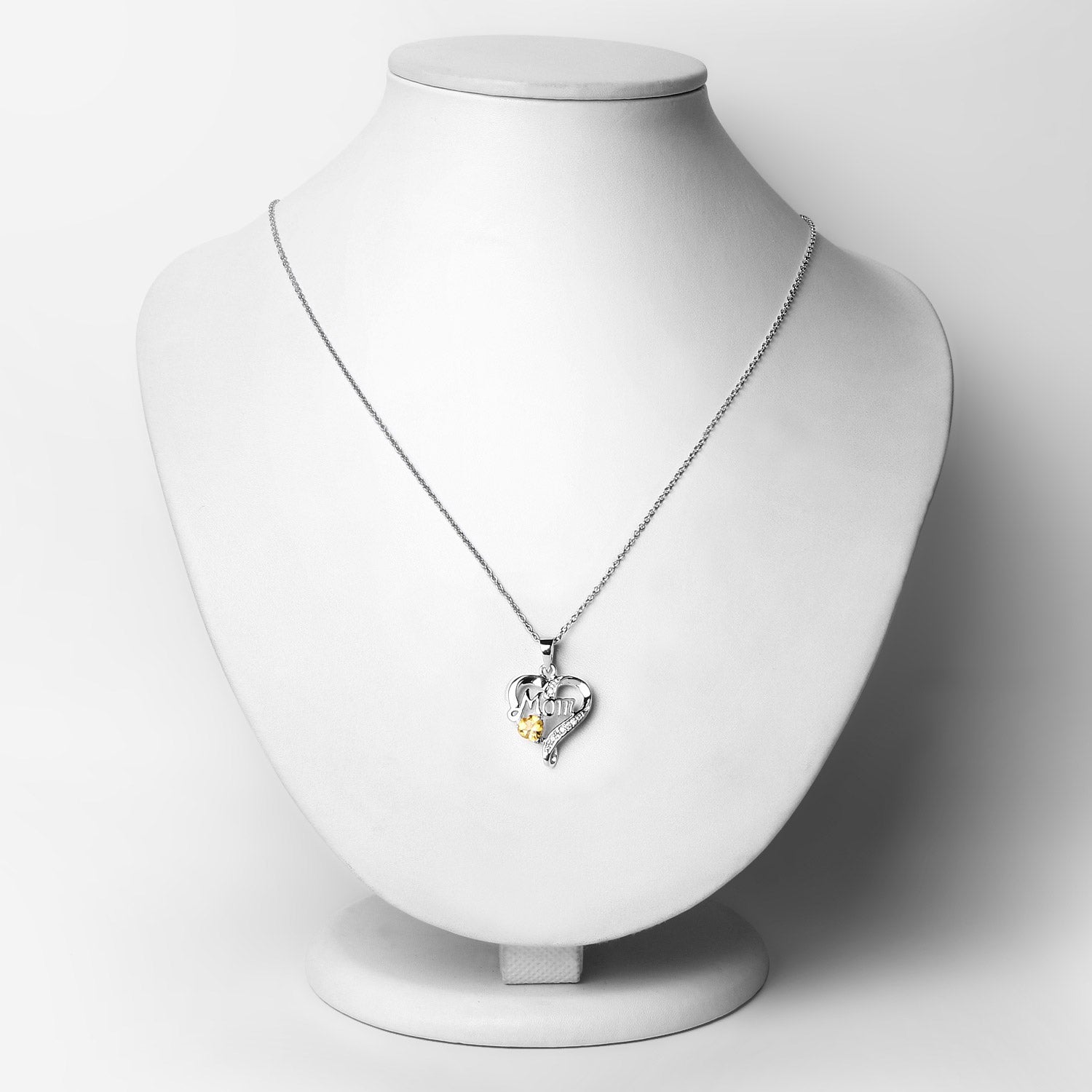 Authentic Citrine Double Heart Pendant Necklace for Women - Perfect Gift for Mom, Birthday, Anniversary & Valentine's Day