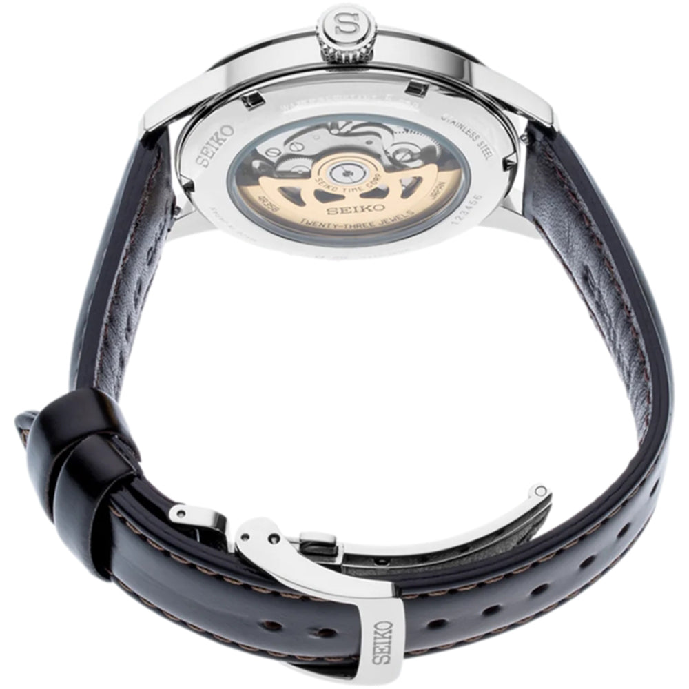Seiko SRPD37 Presage Cocktail Time Automatic Watch - 40.5mm Green Dial with Leather Strap - Perfect for Business Meetings & Evening Events
