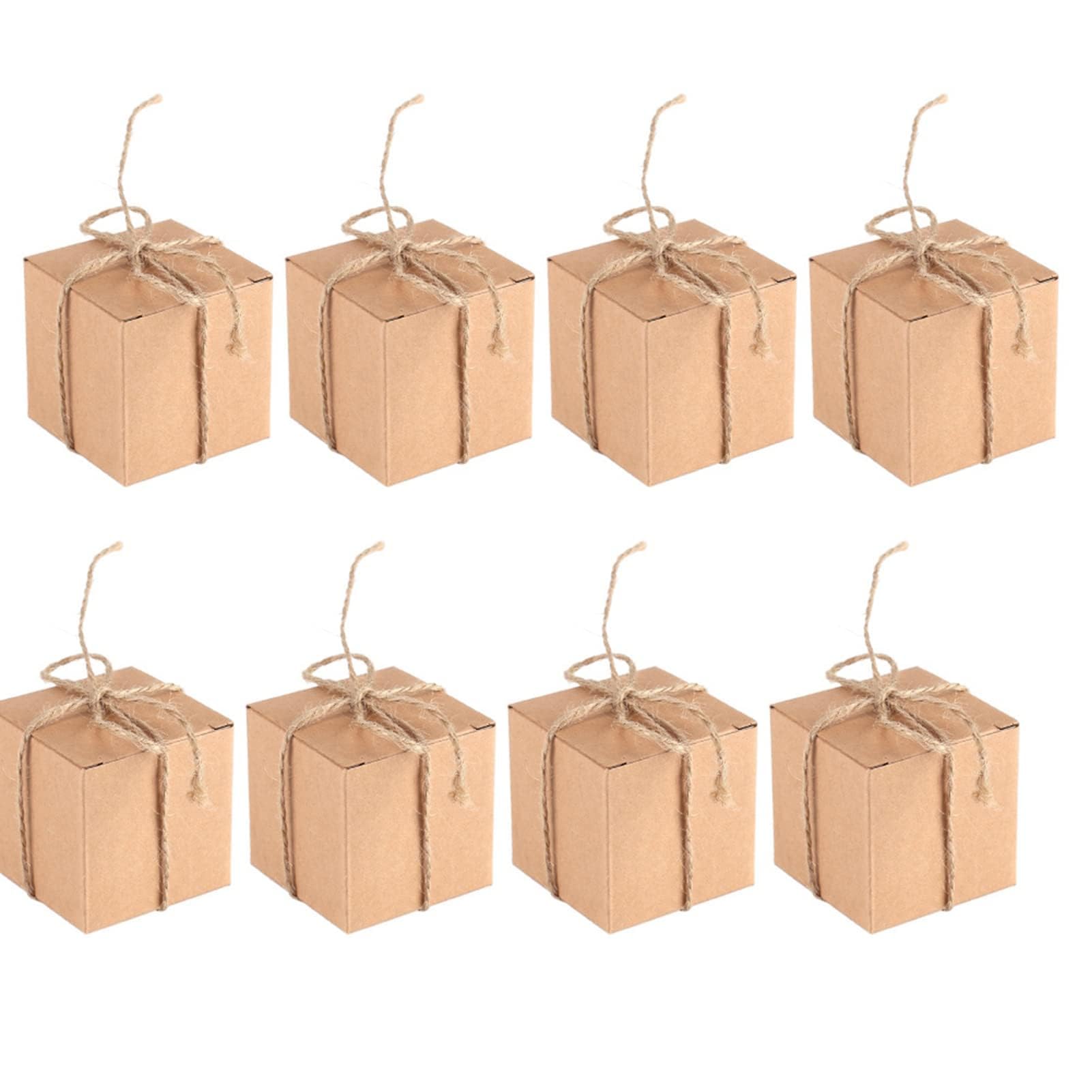 HERCHR 50-Pack 2x2x2 Inch Small Kraft Gift Boxes, Recycled Brown Cardboard Favor Boxes for Bridal, Birthday, Christmas & Party Favors - Perfect for DIY Crafts, Jewelry Packaging & Small Gift Wrapping