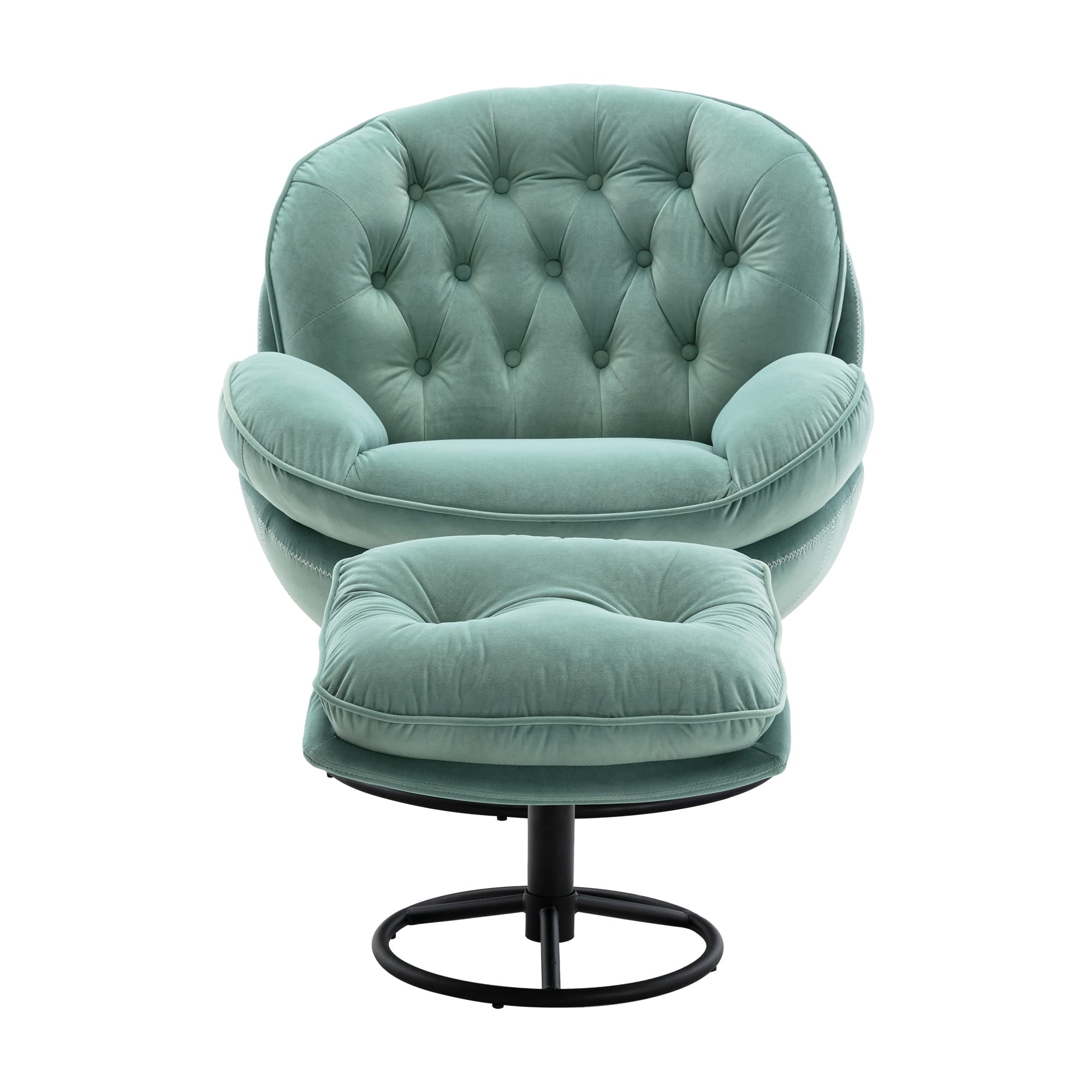 Velvet Swivel Accent Chair with Ottoman - Cozy Lounge Chair for Living Room, Bedroom & Reading Nook - Modern Upholstered TV Chair & Lazy Sofa - Perfect for Relaxing, Entertaining & Small Spaces (Teal)