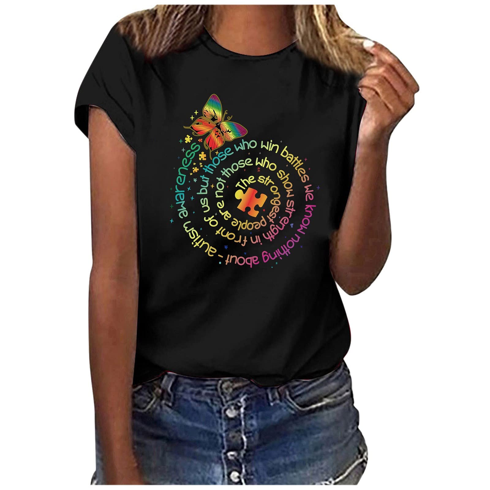 Women's Lip Print Graphic T-Shirt - Cute Short Sleeve Summer Tee Top for Casual Wear, Beach Outings & Date Nights