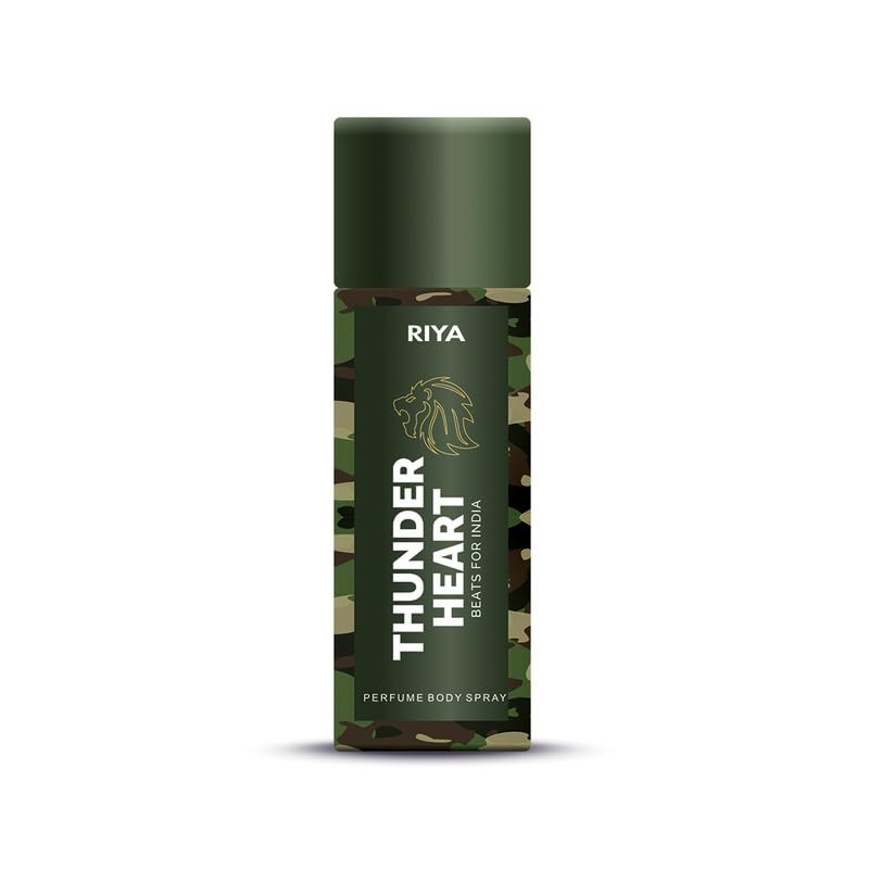 Riya Thunderheart Beats for India Deodorant Body Spray - Long Lasting Fragrance, White & Green Scent, Heartbeat of India (Pack of 2 x 150ml) | Fresh All Day, Gym & Outdoor Use