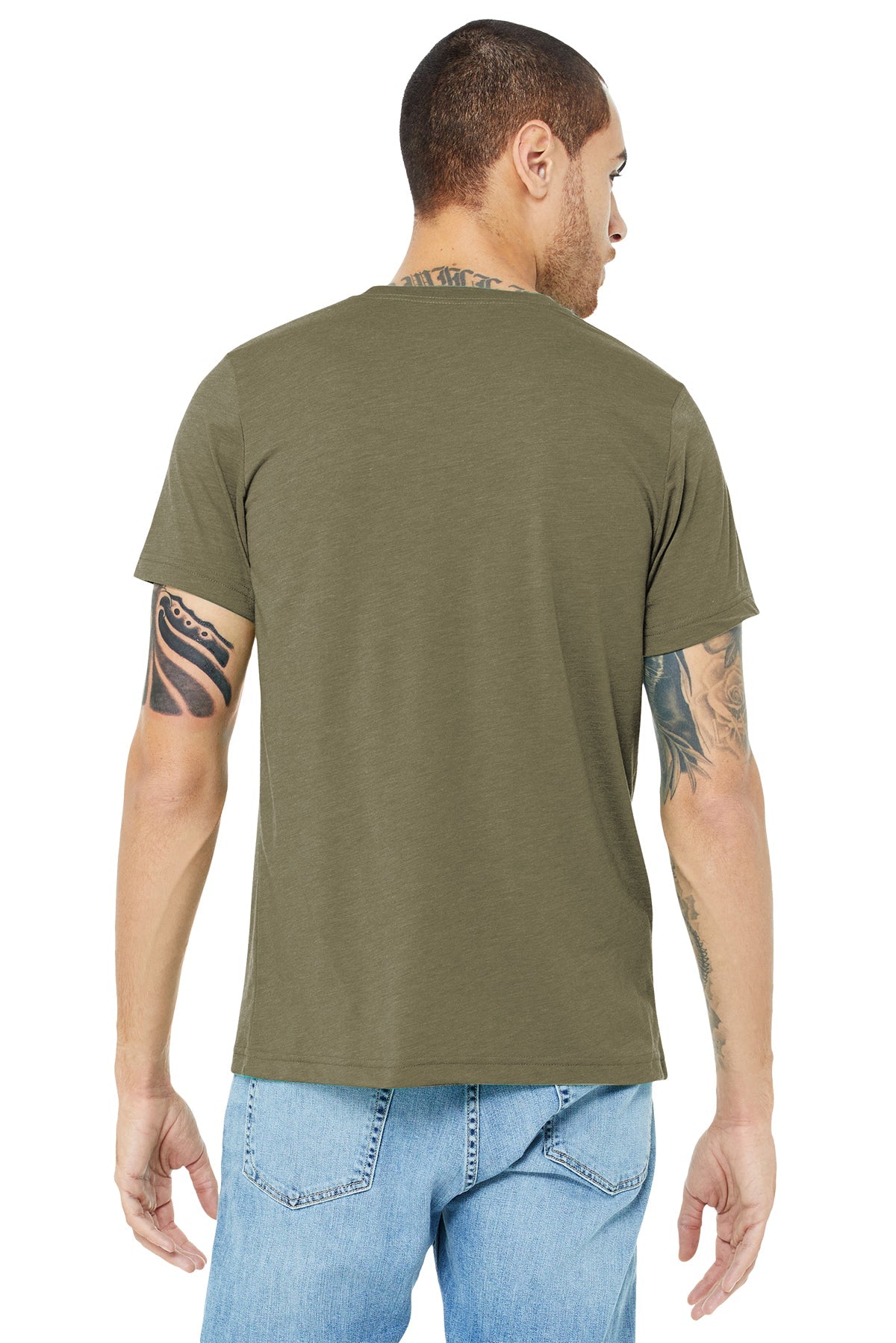 Bella Canvas Unisex Triblend T-Shirt - Soft Comfortable Short Sleeve Tee for Men & Women - Olive Green Casual Wear for Everyday Outfits & Street Style
