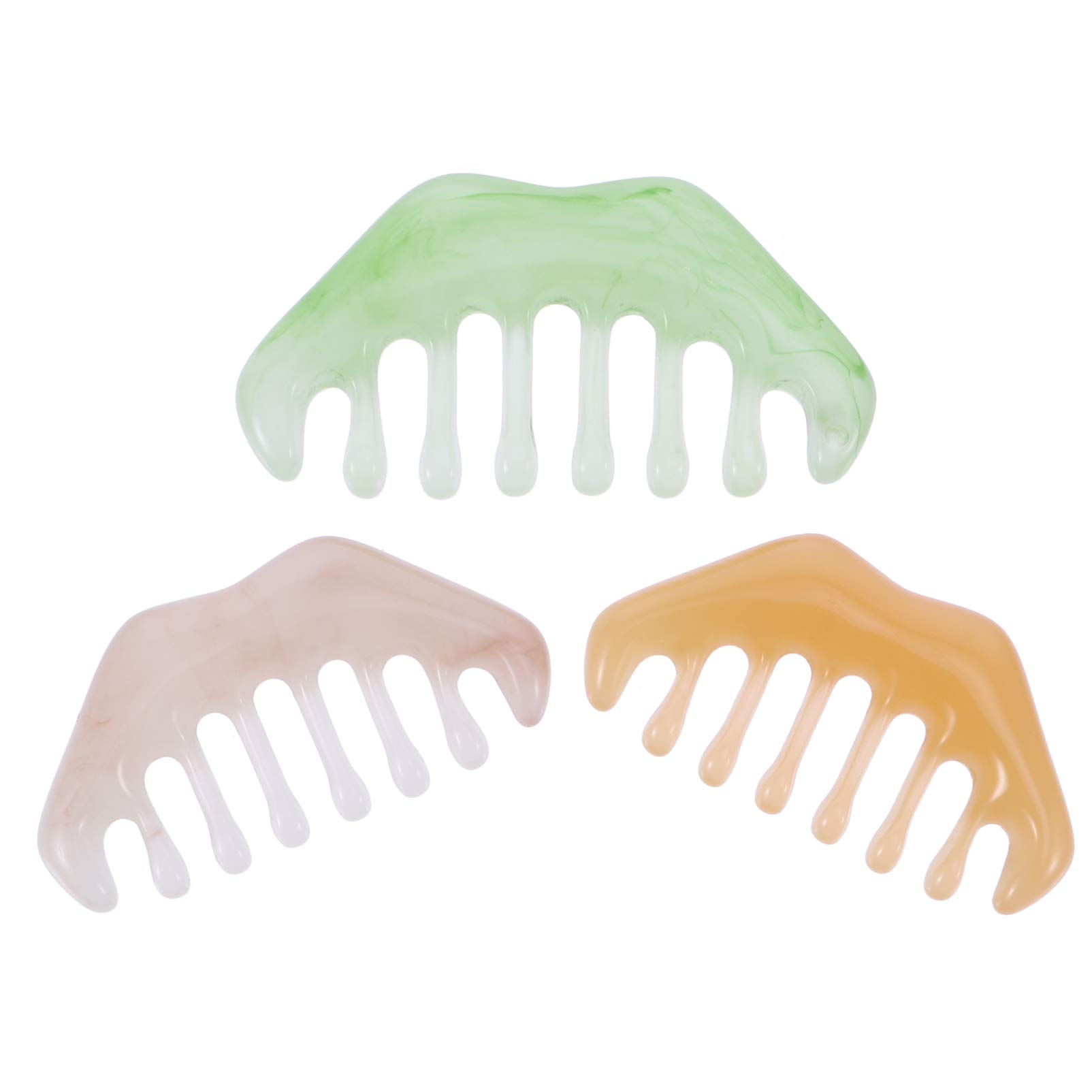 Healifty 3-Piece Resin Massage Comb Set - Gua Sha Scalp Massager, Handheld Head Scraping Tool for Relaxation & Hair Care (Green, Yellow, Apricot) - Perfect for Stress Relief, Scalp Stimulation & At-Home Spa Treatments