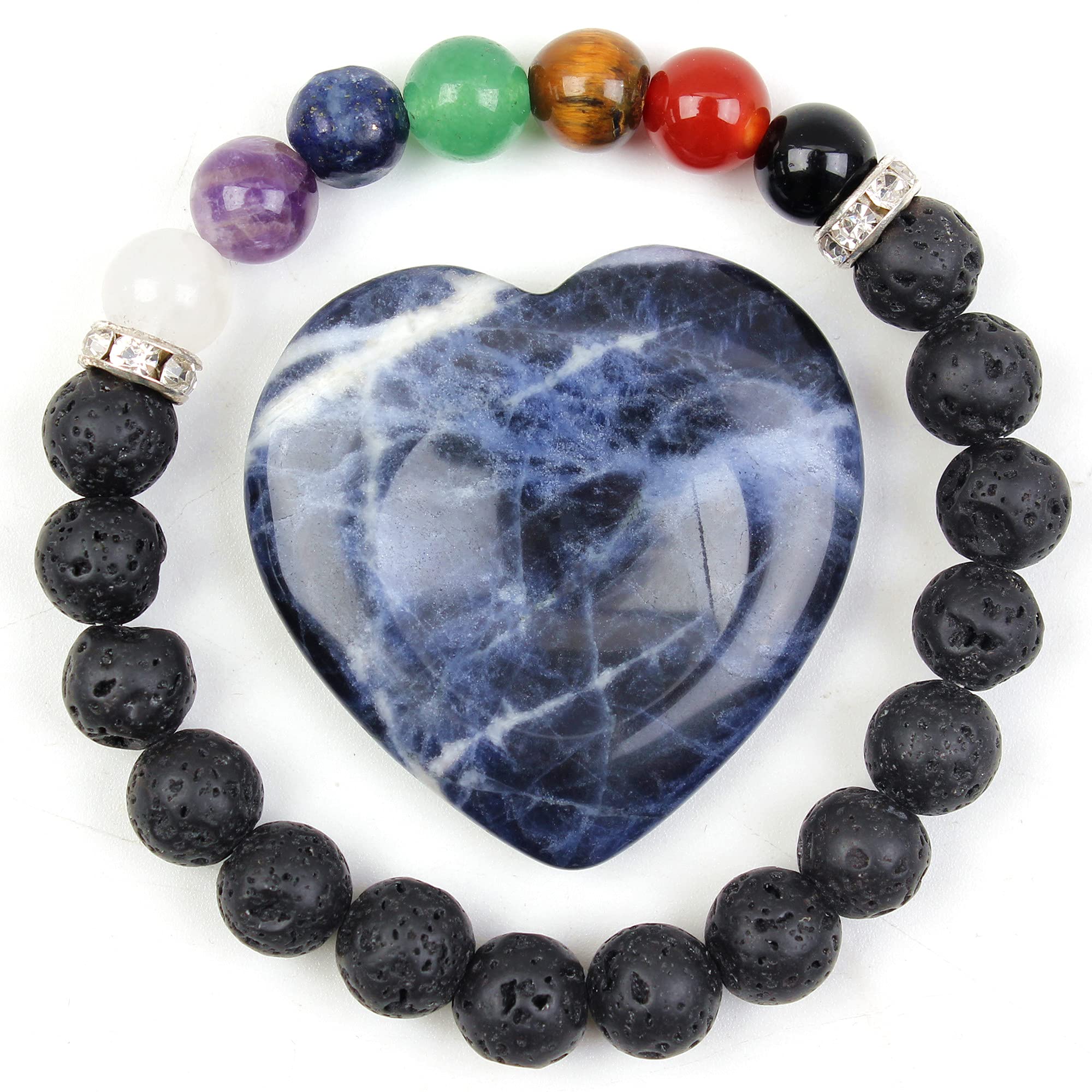 Healing Crystal Worry Stone for Meditation & Reiki - Blue Veins - Stress Relief & Focus