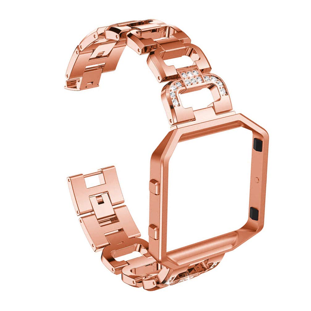 Hemobllo Rose Gold Rhinestone Watch Band - Quick Release Replacement Strap with Frame for Men, Compatible with Smartwatches & Dress Watches, Perfect for Weddings, Parties & Formal Events