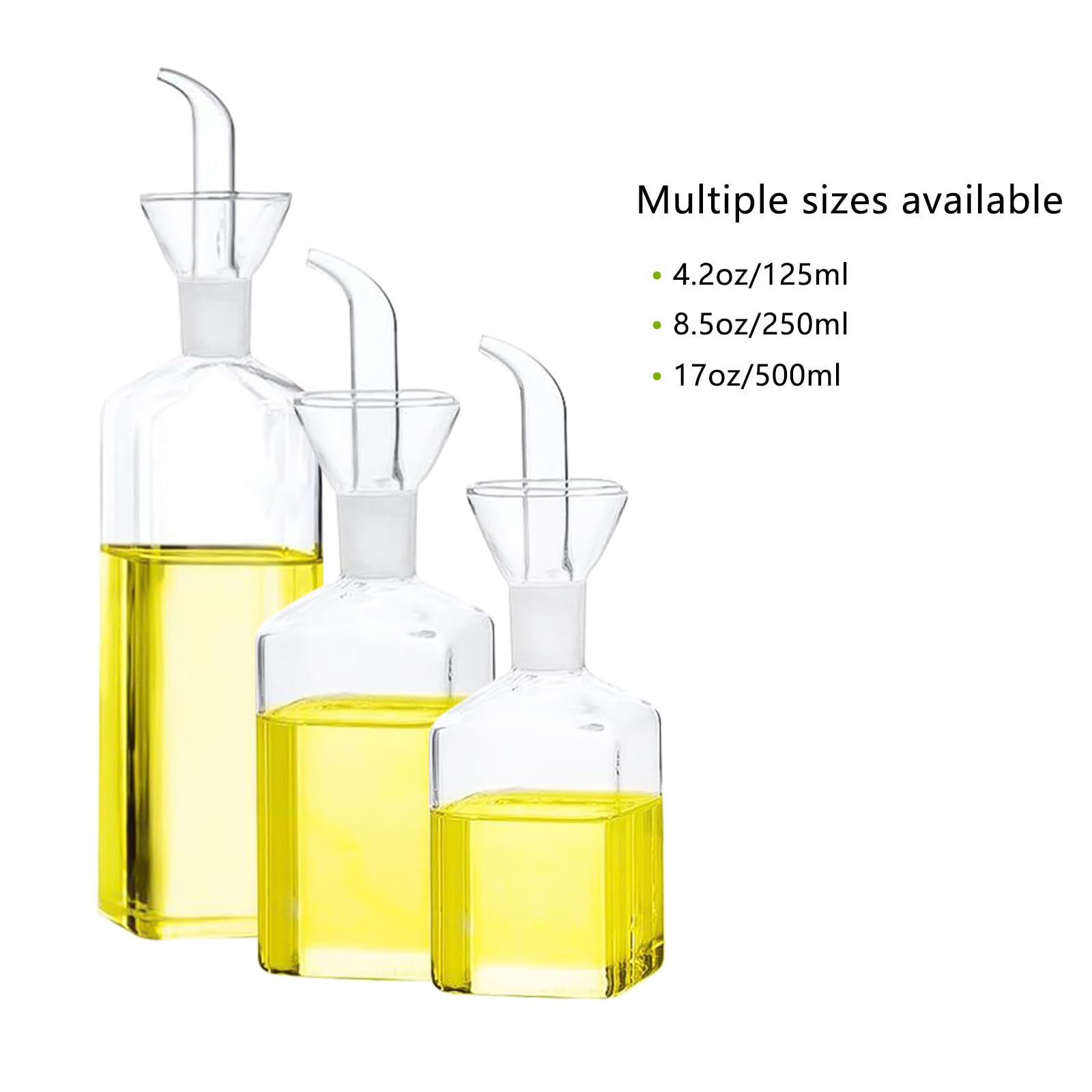 Premium 17oz Glass Oil Bottle Dispenser - Olive Oil, Vinegar & Salad Dressing Cruet for Cooking, Baking & Kitchen Use | Elegant Drizzle Pourer for Vinaigrette & Wine | Perfect for Restaurants, Home Chefs & Gift Giving
