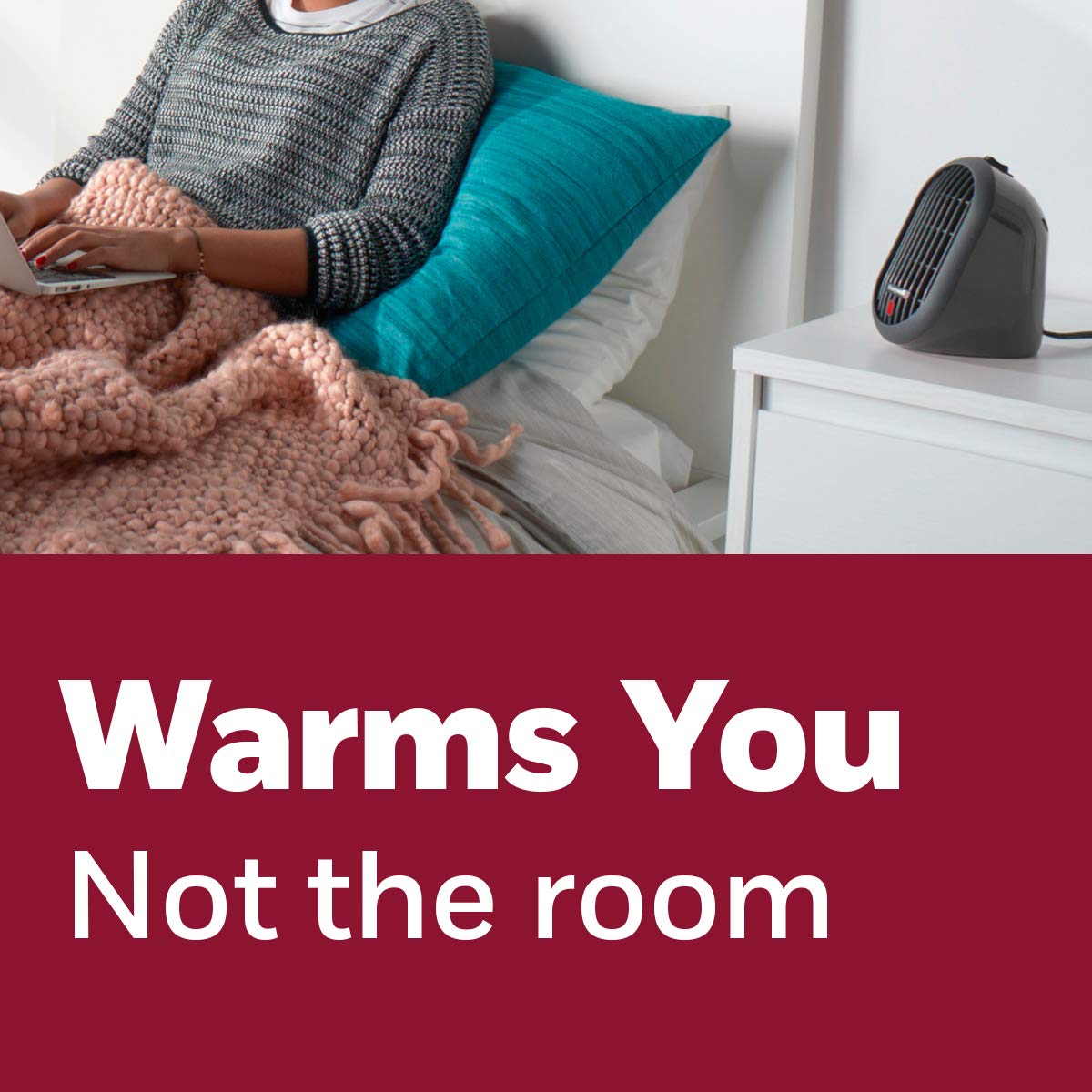 Honeywell HCE100BCD1 HeatBud® Personal Ceramic Heater - Compact Portable Space Heater for Office, Bedroom & Home Use - Black Energy Efficient Electric Heater with Adjustable Thermostat