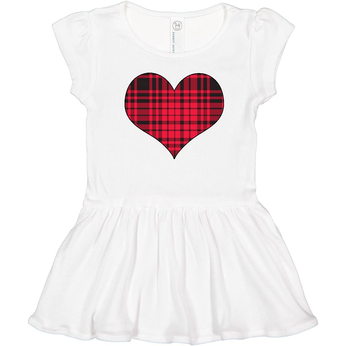 Inktastic Red Plaid Heart Toddler Dress - Cute Plaid Floral Print Baby Girl Outfit for Holidays, Christmas & Family Photos