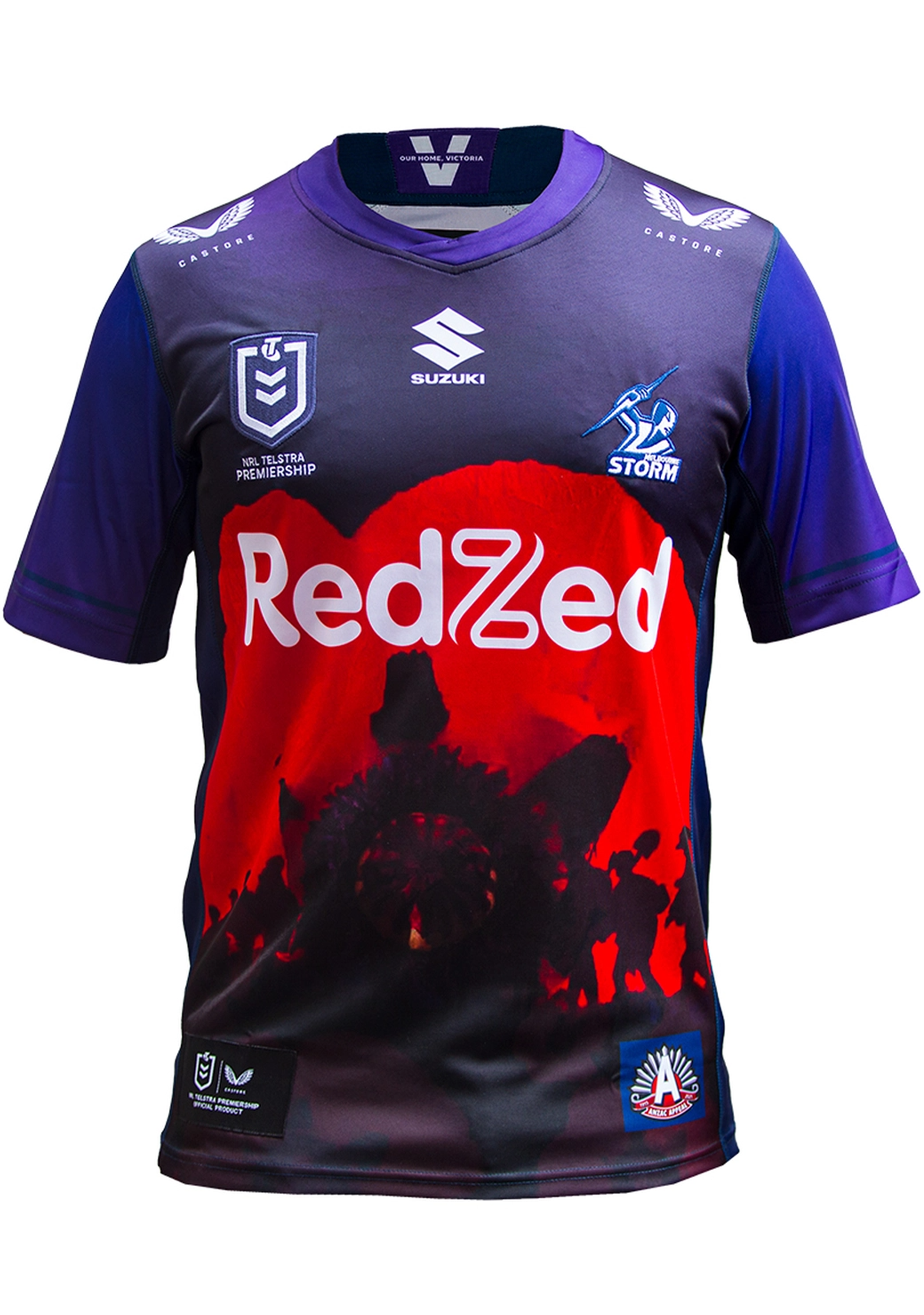 Castore Men's Melbourne Storm Anzac Replica Jersey - Authentic Rugby League Jersey for Fans & Collectors - Perfect for Game Day, Sports Events & Fan Gear Collection