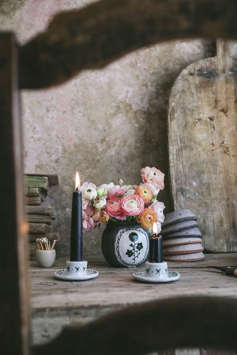 Hand-Painted Ceramic Candle Holder - Elegant Home Decor for Dining Table, Wedding Centerpiece & Romantic Ambiance