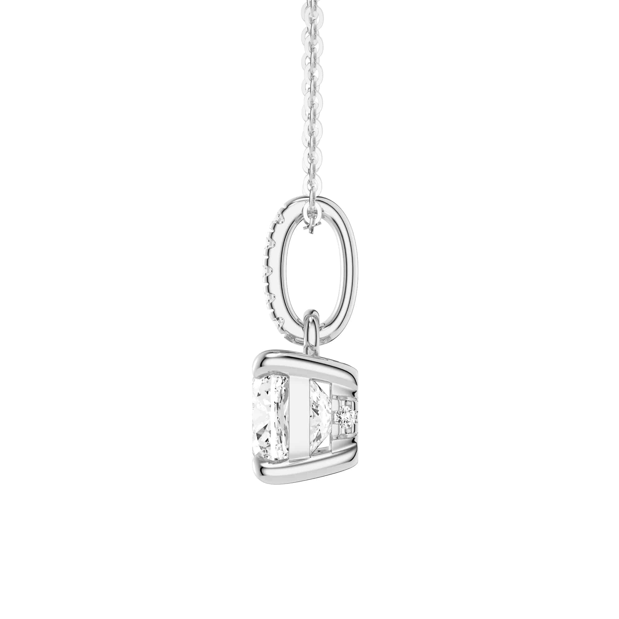 Exquisite Cushion Cut Moissanite Hidden Halo Pendant Necklace with Moissanite Bail - Elegant Jewelry Gift for Women, Perfect for Weddings, Anniversaries & Special Occasions