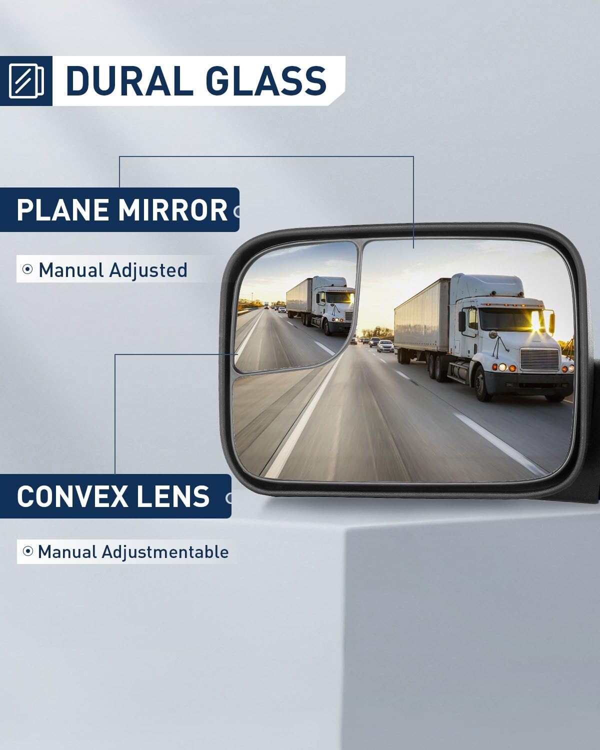 ECCPP Manual Towing Mirrors for Dodge Ram 1500 2002-2008 & Ram 2500/3500 2003-2009 - Black Left & Right Side Mirrors (No Heat, No Turn Signal) - Perfect for Towing Trailers, Boats & Campers