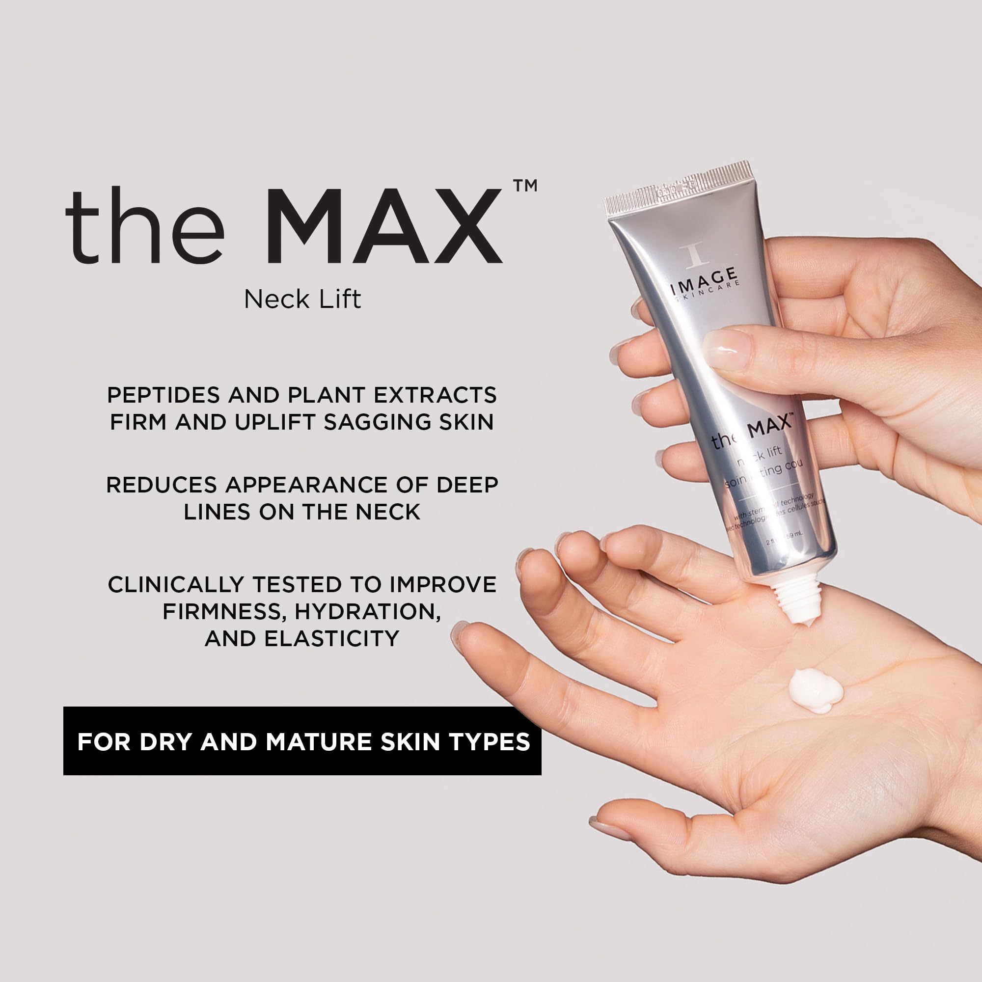 IMAGE Skincare MAX Neck Lift Firming Cream - Anti-Aging Treatment for Sagging Skin & Fine Lines, 2 fl oz - Perfect for Daily Neck & Décolleté Care Routine