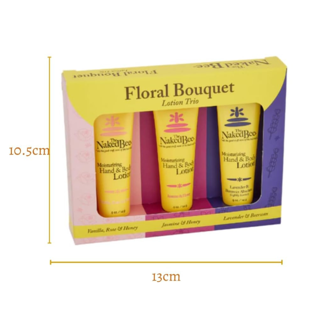 The Naked Bee Hand & Body Lotion Floral Bouquet Trio Set - Natural Moisturizing Lotion for Dry Skin - Perfect for Daily Hydration & Gift Giving