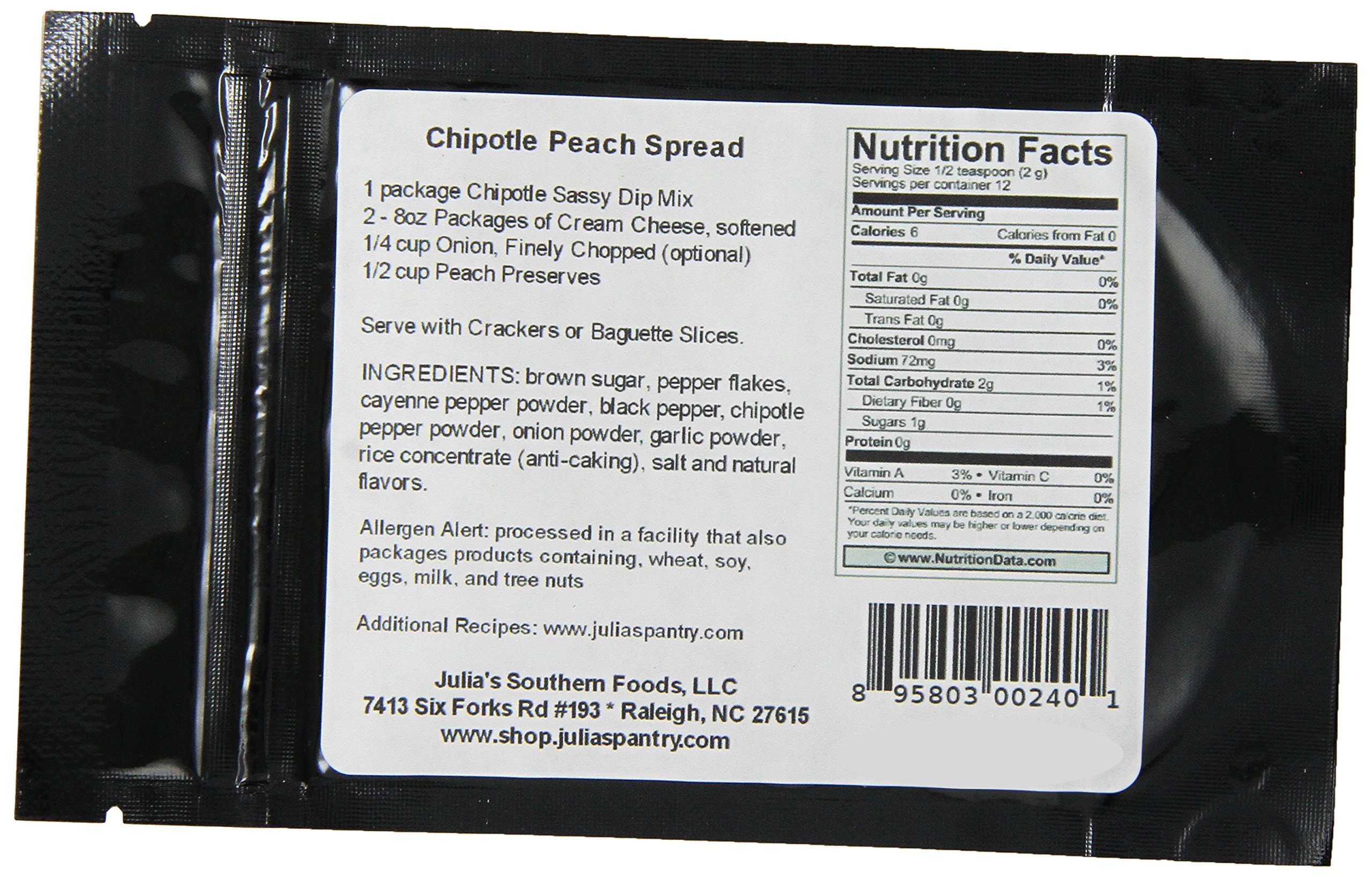 Julia's Pantry Chipotle Sassy Dip & Seasoning Mix - 0.78oz (24 Pack) | Spicy Flavor for Nachos, Tacos, Burgers & Party Snacks