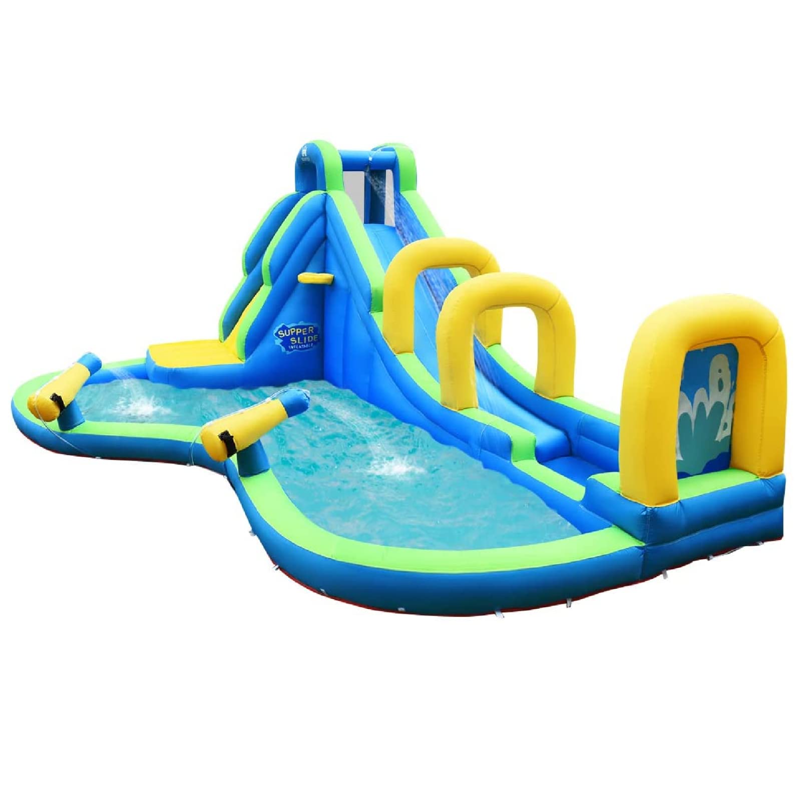 HONEY JOY 5-in-1 Inflatable Water Slide Park with Water Cannons & Bounce House - Large Backyard Water Slide for Kids & Adults - Outdoor/Indoor Summer Party Fun (Blower Not Included) | Perfect for Birthday Parties, Family Gatherings & Backyard Water Play