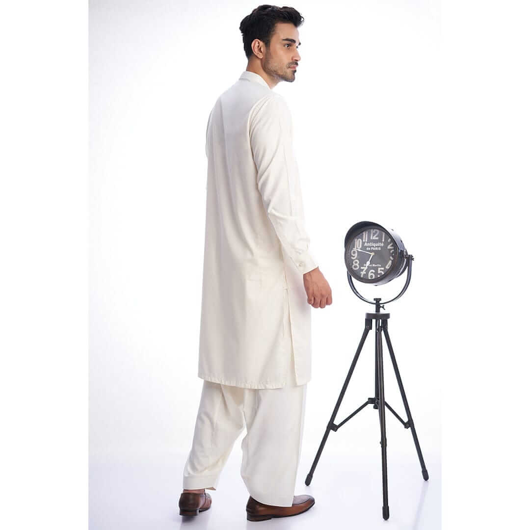 Elegant Ivory Embroidered White Shalwar Kameez - Traditional Pakistani Outfit for Women - Perfect for Weddings, Festivals & Special Occasions