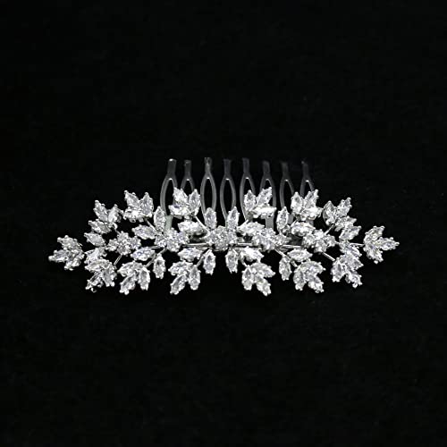 Elegant Silver Cubic Zirconia Bridal Hair Comb - Crystal Wedding Hair Accessories for Brides, Bridesmaids & Special Occasions | Perfect for Weddings, Prom & Formal Events (Peinetas Para Cabello De Mujer)