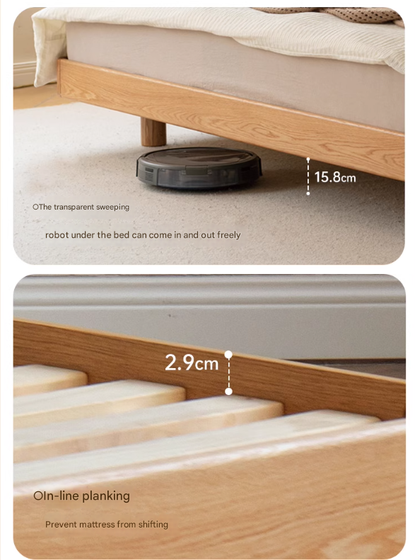 Premium Oak Solid Wood Lamb Fleece Soft Suspension Cream Bed - Cozy & Supportive Sleeping Solution for Modern Bedrooms, Guest Rooms & Nursery Decor