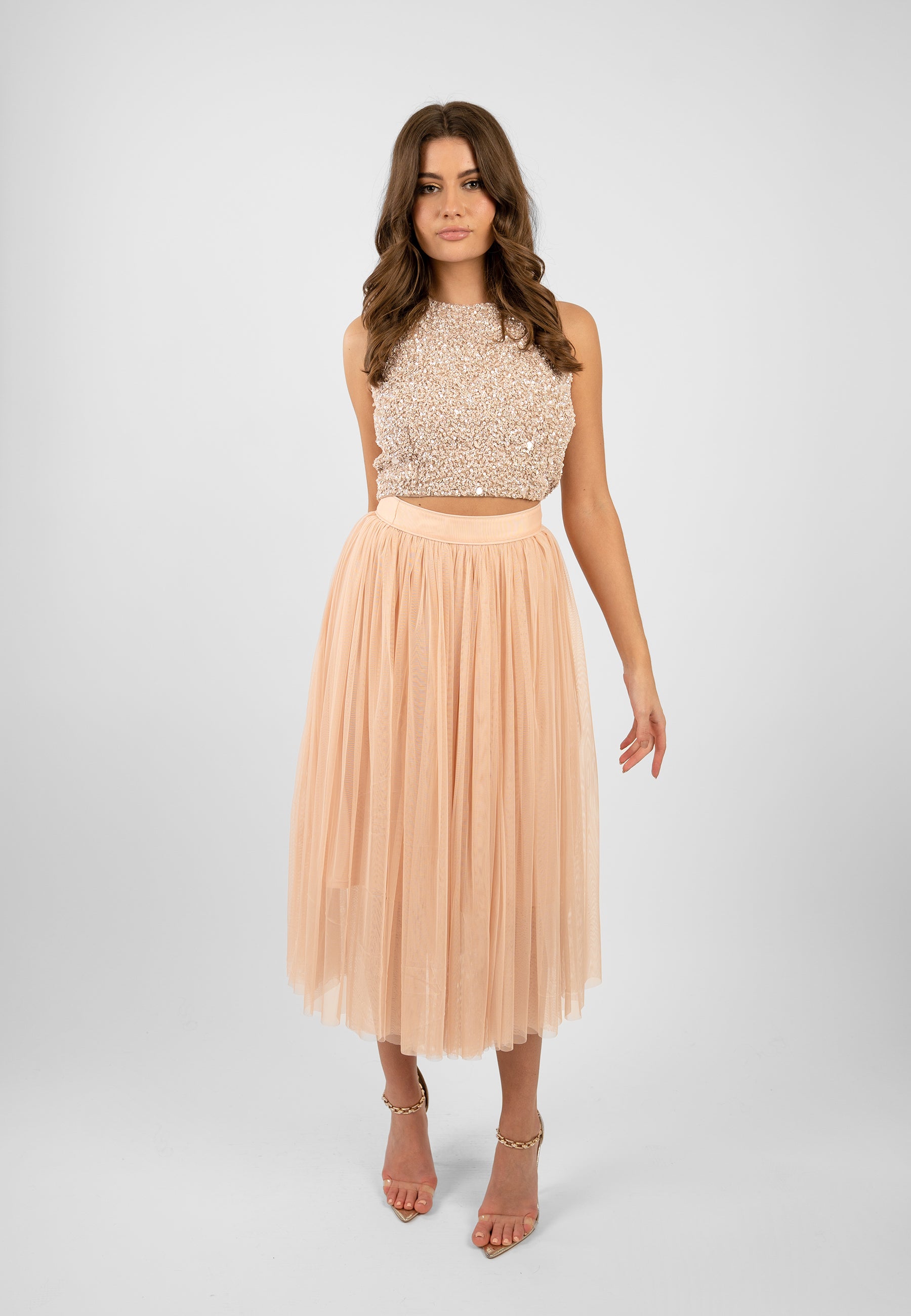 Picasso Nude Embellished Sequin Top for Women - Glamorous Party Blouse with Sparkling Sequins | Perfect for Night Out, Club Wear & Special Occasions