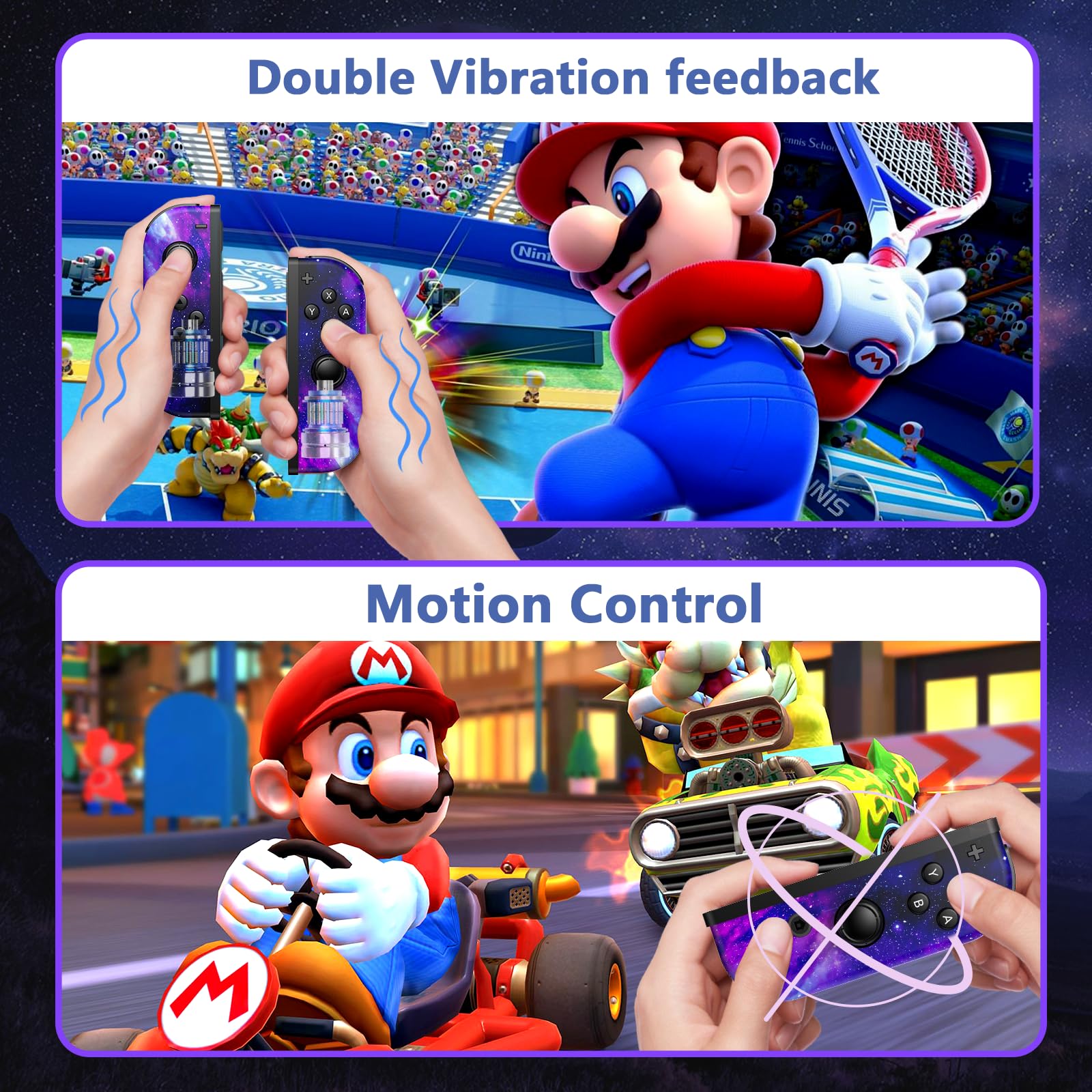 QOZUGY Wireless Left Right Joy-Con Controller Compatible with Nintendo Switch - Replacement Gamepad with Dual Vibration, Motion Control & Wake-up Function - Perfect for Mario Kart, Zelda & Multiplayer Gaming