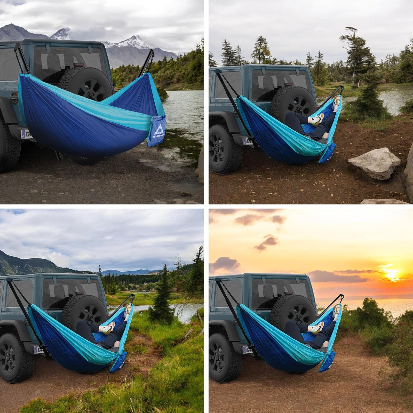 Heavy Duty Hitch Mount Hammock Stand with Parachute Nylon Hammock & Storage Bag - Fits 2'' Receiver for Class III/IV Trucks - 350lbs Capacity - Perfect for Camping, Backyard, RV Travel & Outdoor Adventures