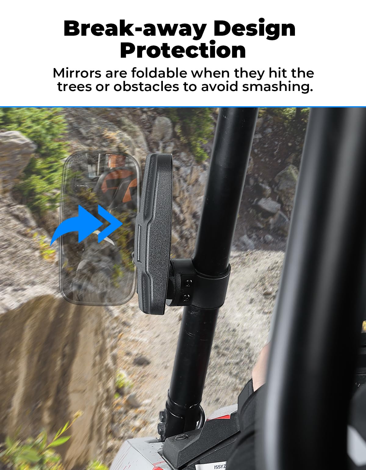 KEMIMOTO UTV Side Mirrors & Center Mirror Kit - Adjustable 1.6