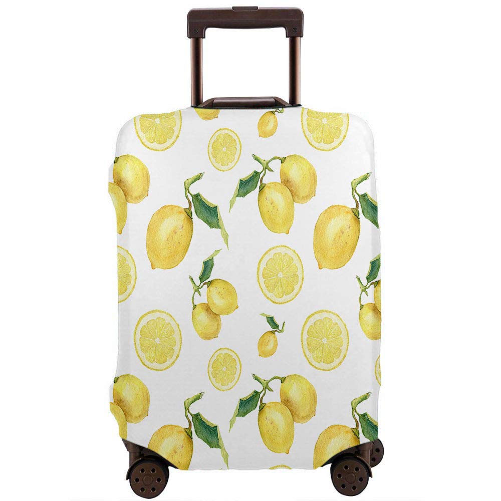 Waterproof Lemon Suitcase Cover - XL 29-32 Inch Luggage Protector with Tropical Fruit & Green Leaves Design - Perfect for Travel, Vacation, and Beach Trips