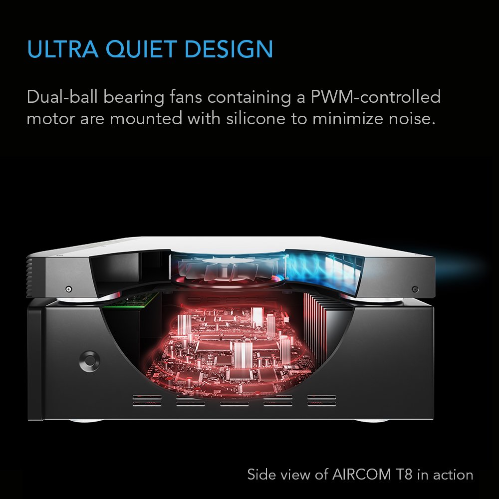 AC Infinity AirCom T8 Quiet Cooling Blower Fan System 17 for Receiver, Amps, DVR & AV Cabinet Components - Perfect for Home Theater, Gaming Setup & Electronics Cooling