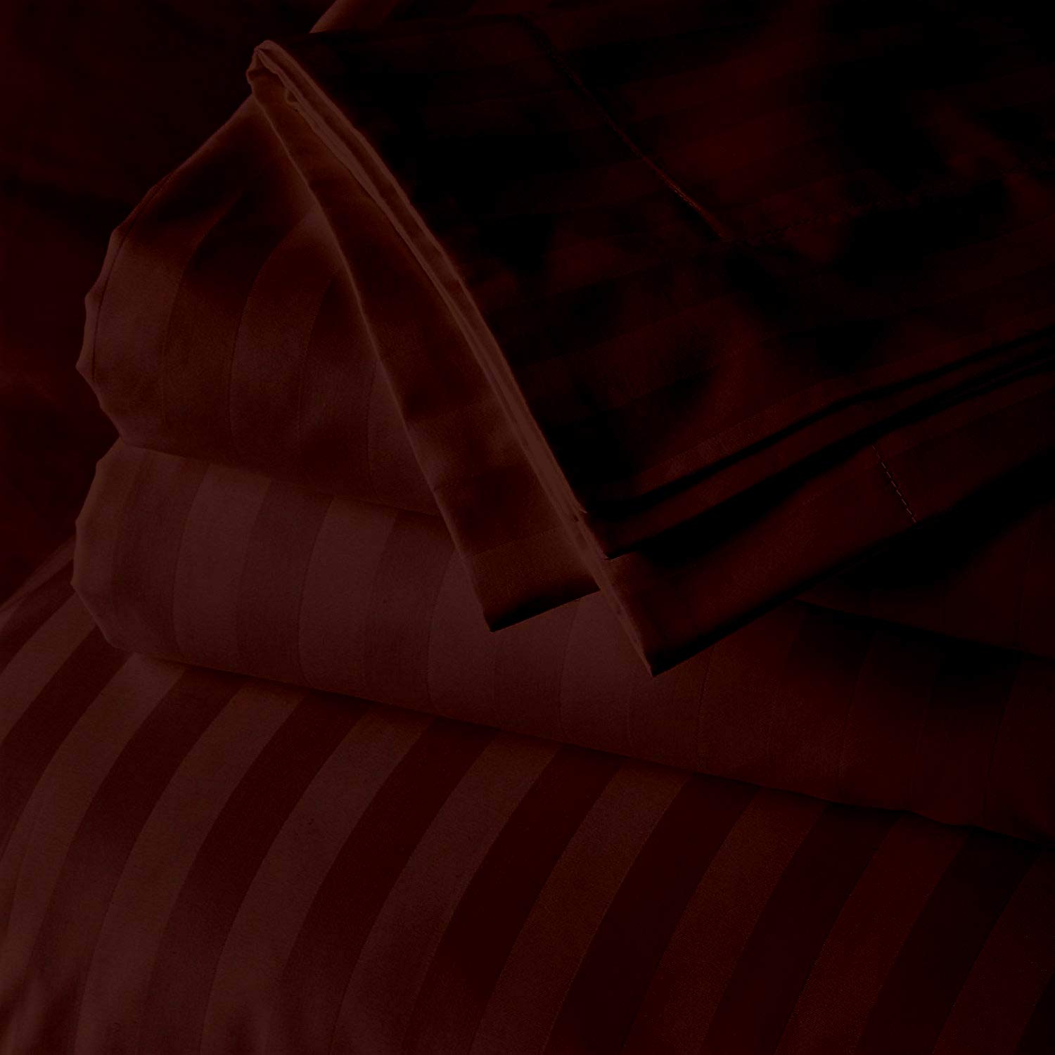 Split King Sheets Set for Adjustable Beds - 100% Cotton 400-Thread-Count Chocolate Stripe Bedding with 15