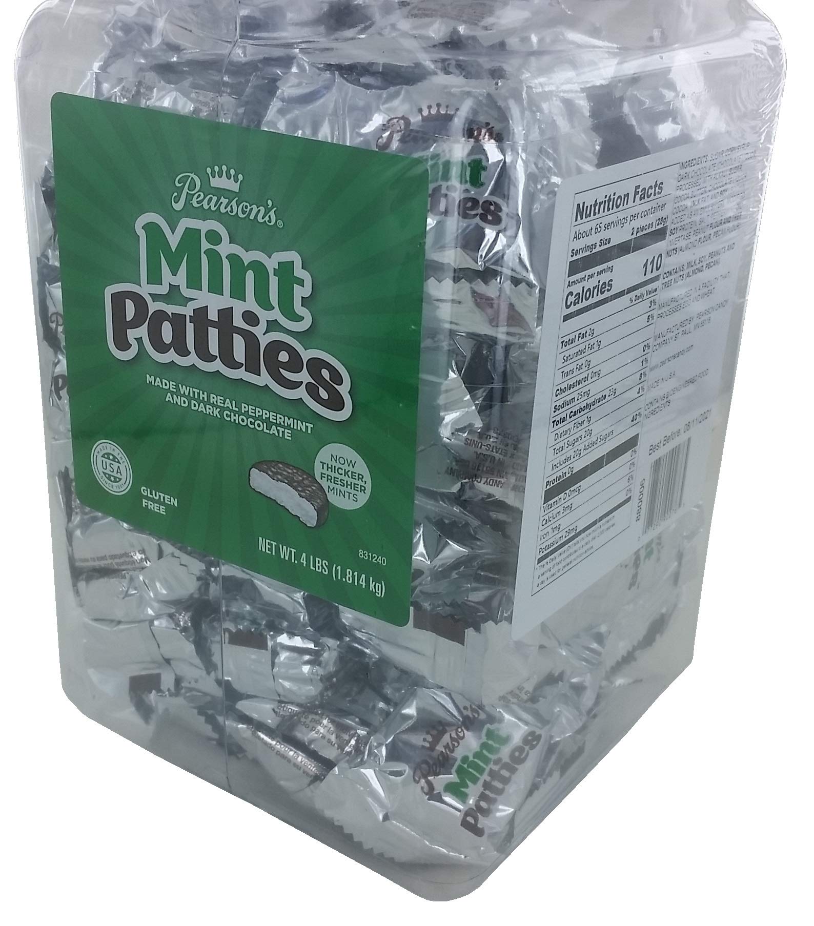 Pearson's Dark Chocolate Peppermint Patties 64oz Jar - Perfect for Gifts & Parties