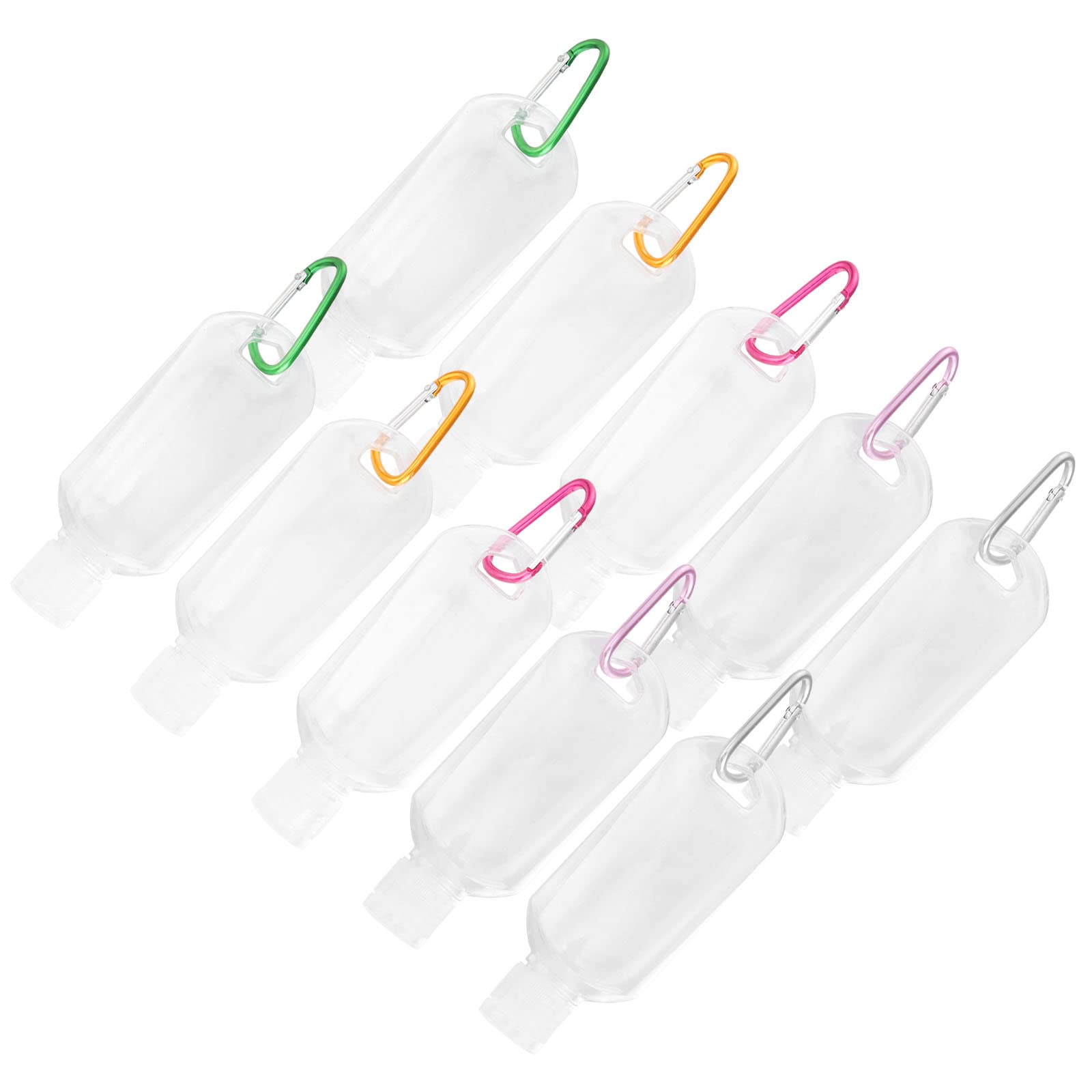 16pcs Travel-Sized 60ml Clear Plastic Keychain Bottles - Leakproof Squeeze Containers with Flip Cap for Cosmetics, Toiletries & Liquids - Perfect for TSA-Compliant Travel, Gym Essentials & On-The-Go Organization