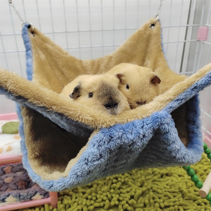 Premium Double-Layer Fleece Rat Hammock - Cozy Guinea Pig & Small Animal Cage Accessory for Ferrets, Hamsters - Soft Hanging Bed for Playing & Sleeping (Blue) - Perfect for Small Pet Cages, Play Areas & Hideouts