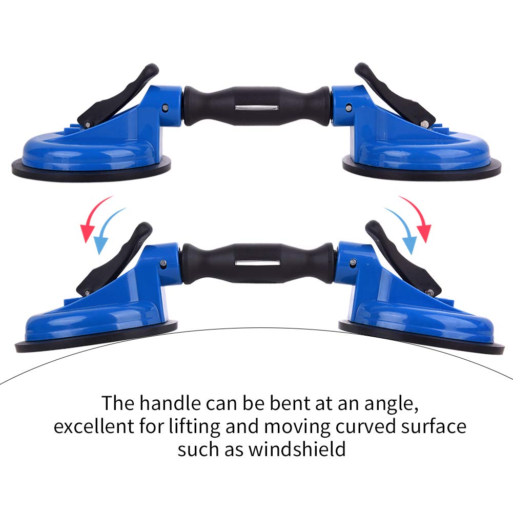 IMT Heavy Duty Glass Suction Cup 2 Pack - 260lb Vacuum Lift Plate with Adjustable Handle for Auto Windshield Installation, Tile & Mirror Moving - Perfect for Glass Workers, Auto Repair & Home Renovation Projects