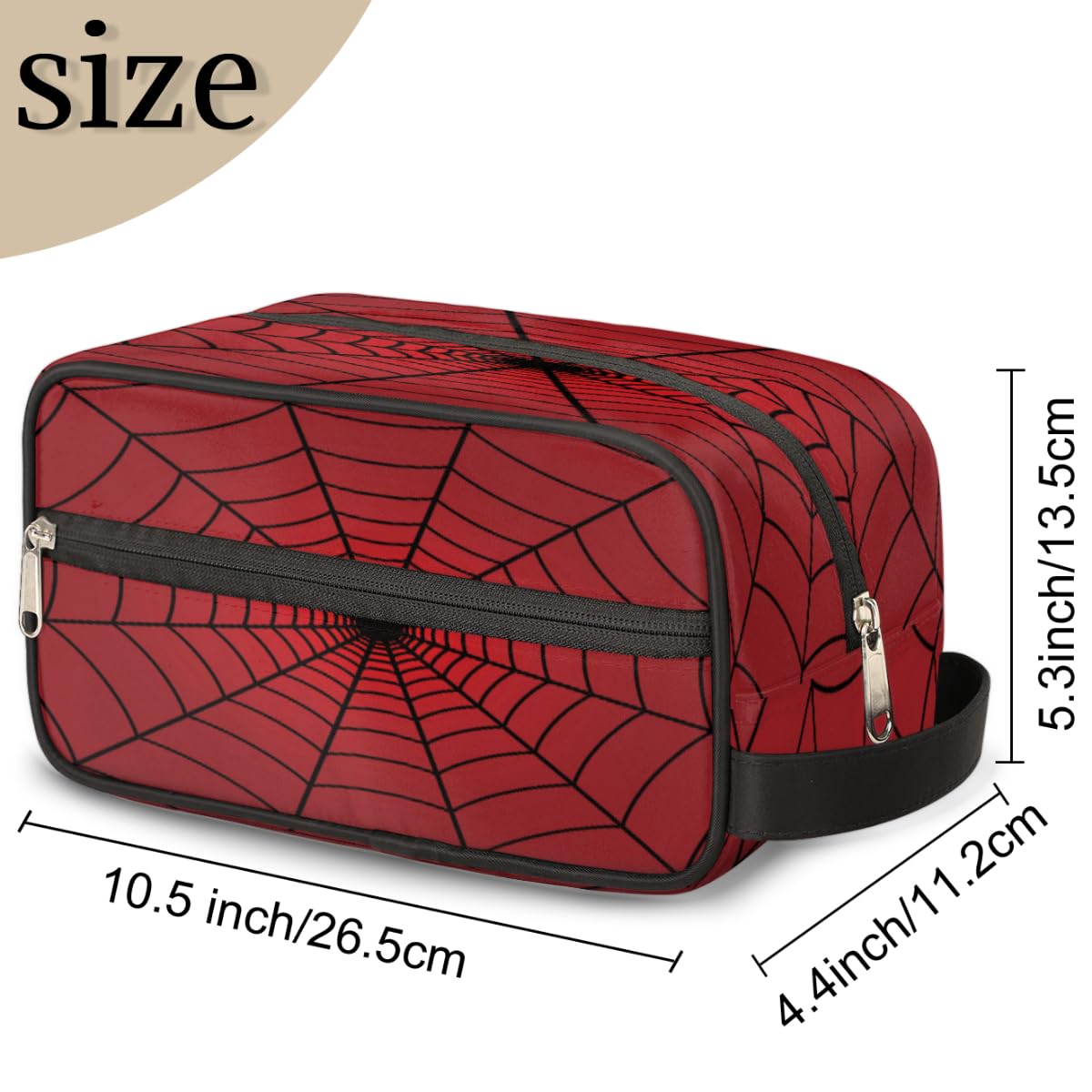 Waterproof Hanging Toiletry Bag for Travel - Red Spiders Web Cosmetic Organizer, TSA Approved Makeup & Hygiene Dopp Kit - Perfect for Shower, Bathroom & Carry-On Accessories (Ideal Gift for Travelers)