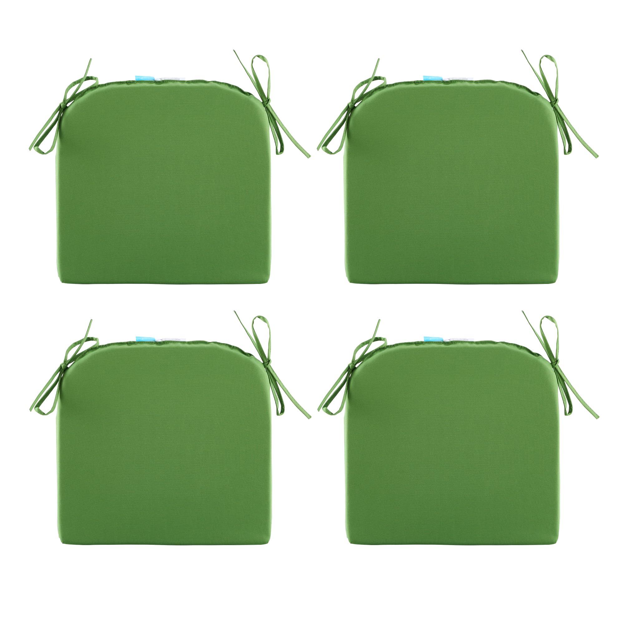 ARTPLAN 4-Piece Round Corner Patio Seat Cushions Set with Ties - 17x16x2 Inch Outdoor Chair Pads for Garden, Deck, Poolside Furniture - Waterproof & Comfortable Green Cushions for Patio Chairs, Swing Seats, and Outdoor Lounging