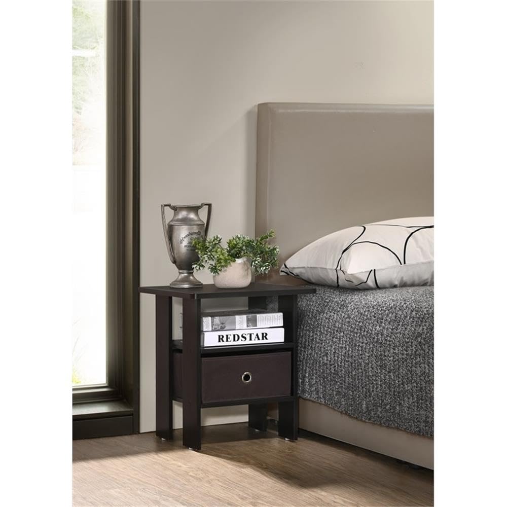 Progressive Furniture Cessna End Table - Espresso Finish Nightstand for Living Room, Bedroom & Office - Compact Side Table with Storage Shelf