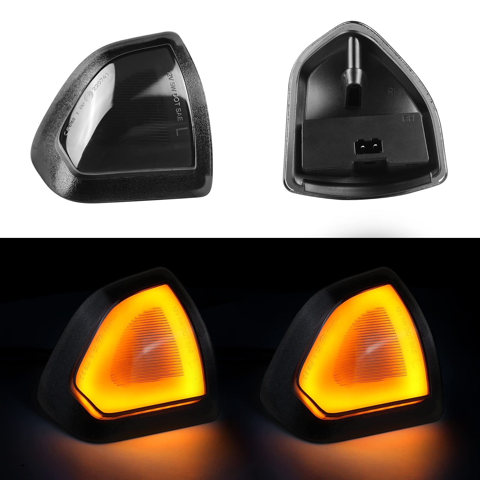 Smoke LED Turn Signal Light Side Mirror Lamps - Left & Right Compatible with 2010-2018 Dodge Ram 1500/2500/3500/4500/5500 (Replaces 68302828AA 68302829AA) - Upgrade Your Truck's Style & Safety for Night Driving & Off-Road Adventures